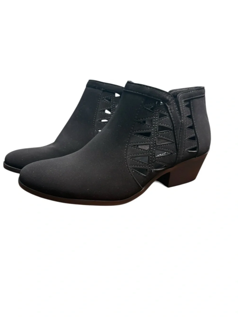 SODA Black Cutout Ankle Booties Low Heel Western Style Size Sz 7
